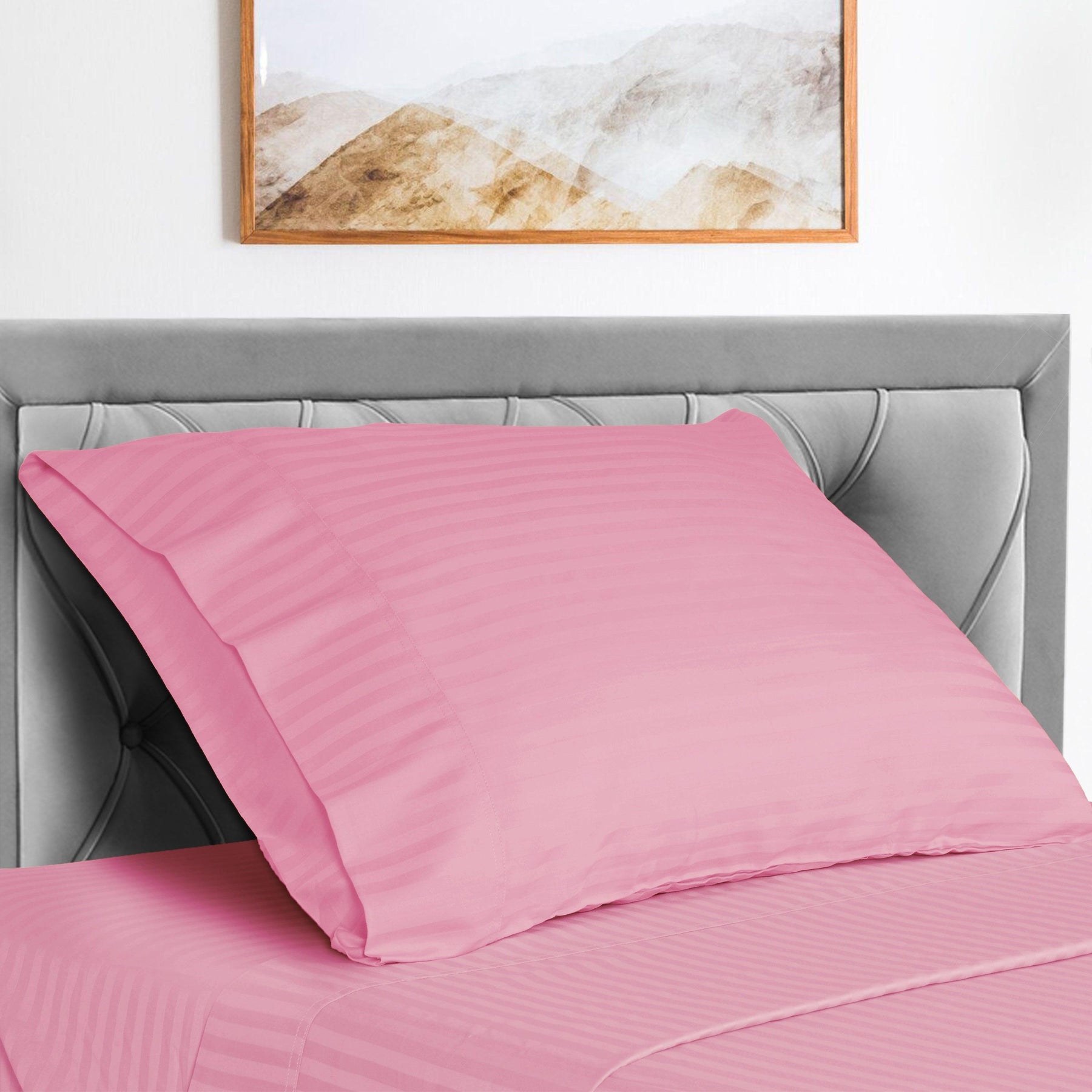  Superior Microfiber Wrinkle Resistant and Breathable Stripe Deep Pocket Bed Sheet Set - Pink
