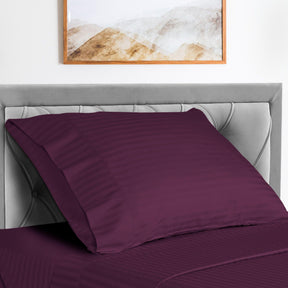  Superior Microfiber Wrinkle Resistant and Breathable Stripe Deep Pocket Bed Sheet Set - Plum