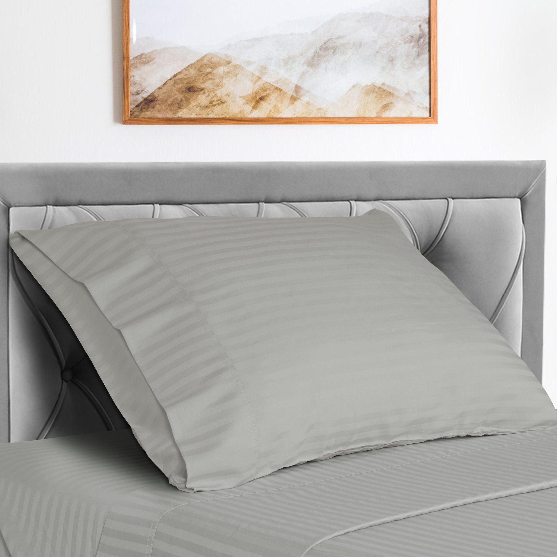  Superior Microfiber Wrinkle Resistant and Breathable Stripe Deep Pocket Bed Sheet Set - Silver