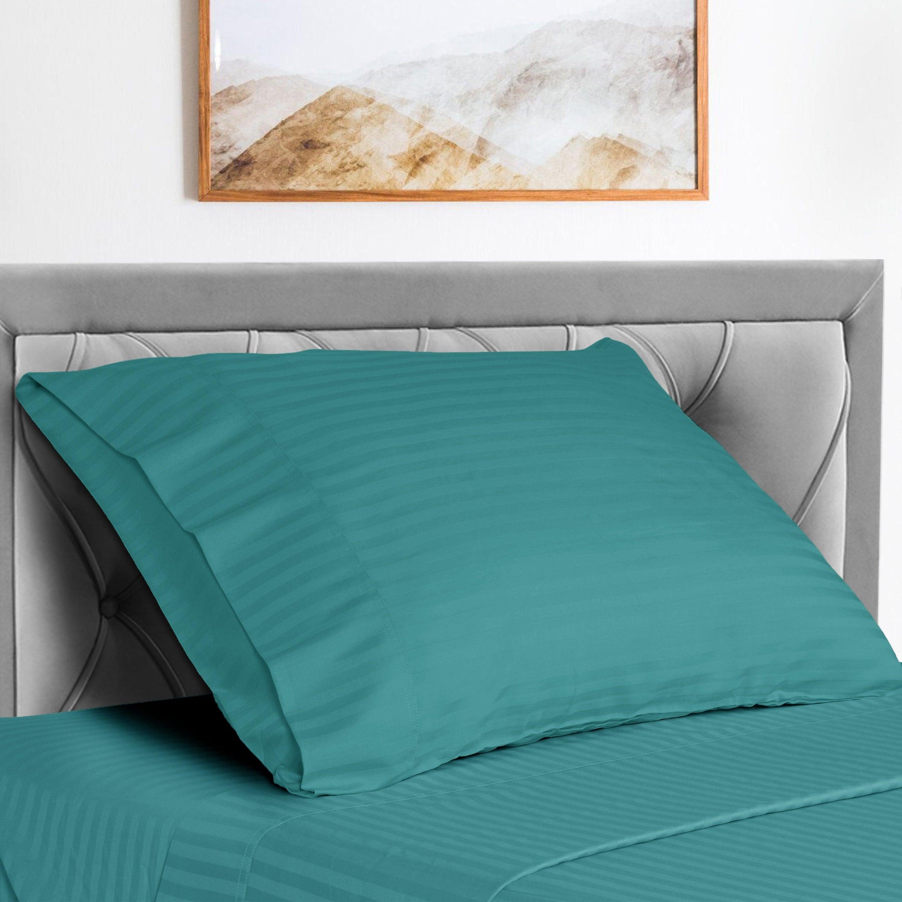 Superior Microfiber Wrinkle Resistant and Breathable Stripe Deep Pocket Bed Sheet Set - Teal