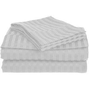  Superior Microfiber Wrinkle Resistant and Breathable Stripe Deep Pocket Bed Sheet Set - chrome