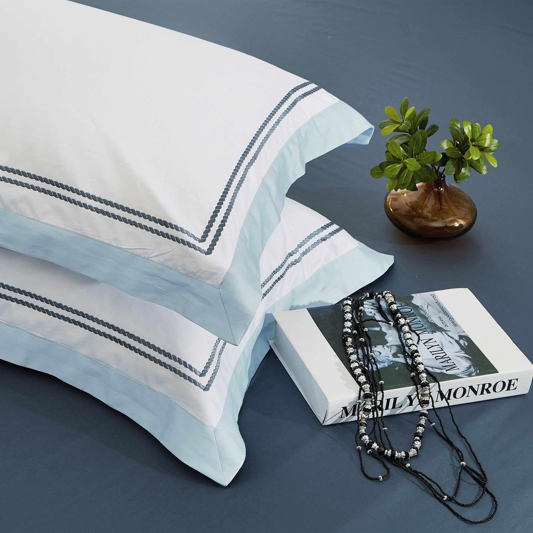 Superior Meridian 300-Thread Count Cotton Embroidered Duvet Cover and Sham Set - Meridian