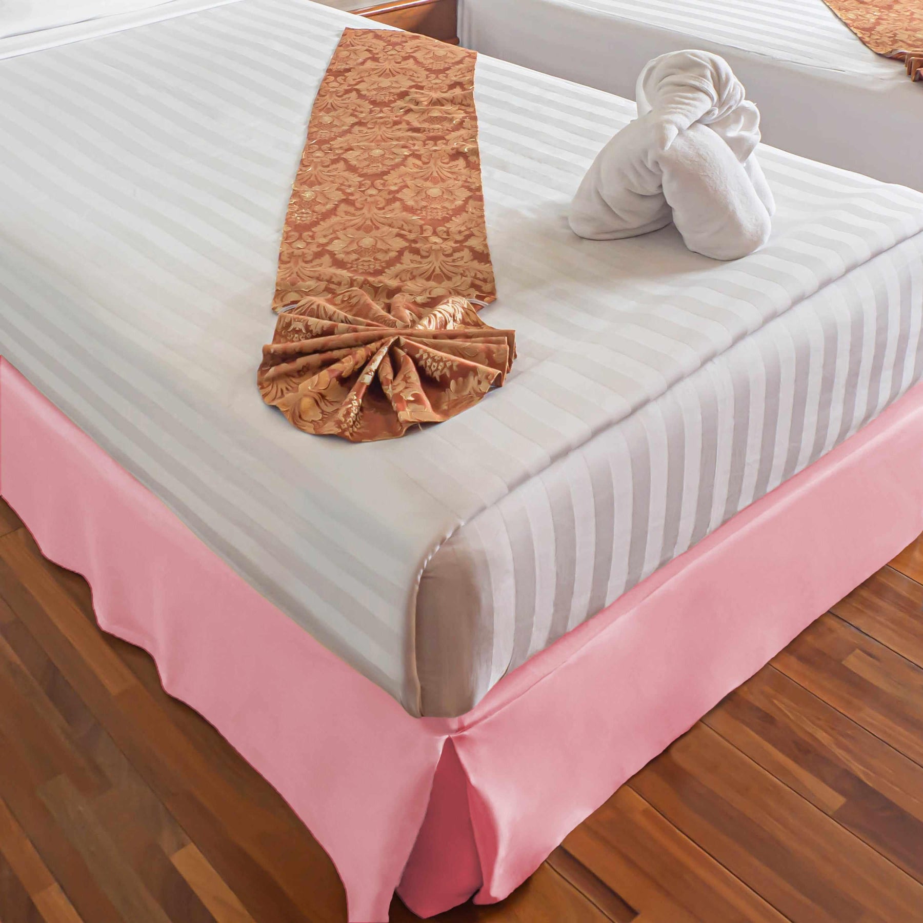 Microfiber Wrinkle-Free Solid 15-Inch Drop Bed Skirt - Pink