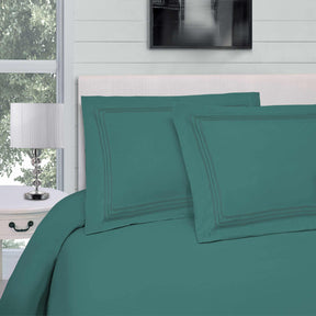 Superior Microfiber Wrinkle-Free and Breathable Solid Infinity Embroidery Duvet Cover Set - Green