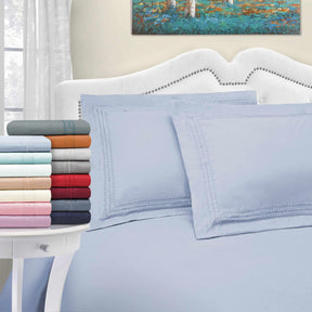 Superior Microfiber Wrinkle-Free and Breathable Solid Infinity Embroidery Duvet Cover Set - Light Blue