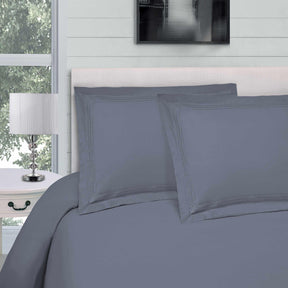 Superior Microfiber Wrinkle-Free and Breathable Solid Infinity Embroidery Duvet Cover Set - Charcoal