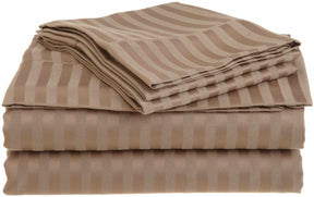 Superior Microfiber Wrinkle Resistant and Breathable Stripe Deep Pocket Bed Sheet Set - Taupe