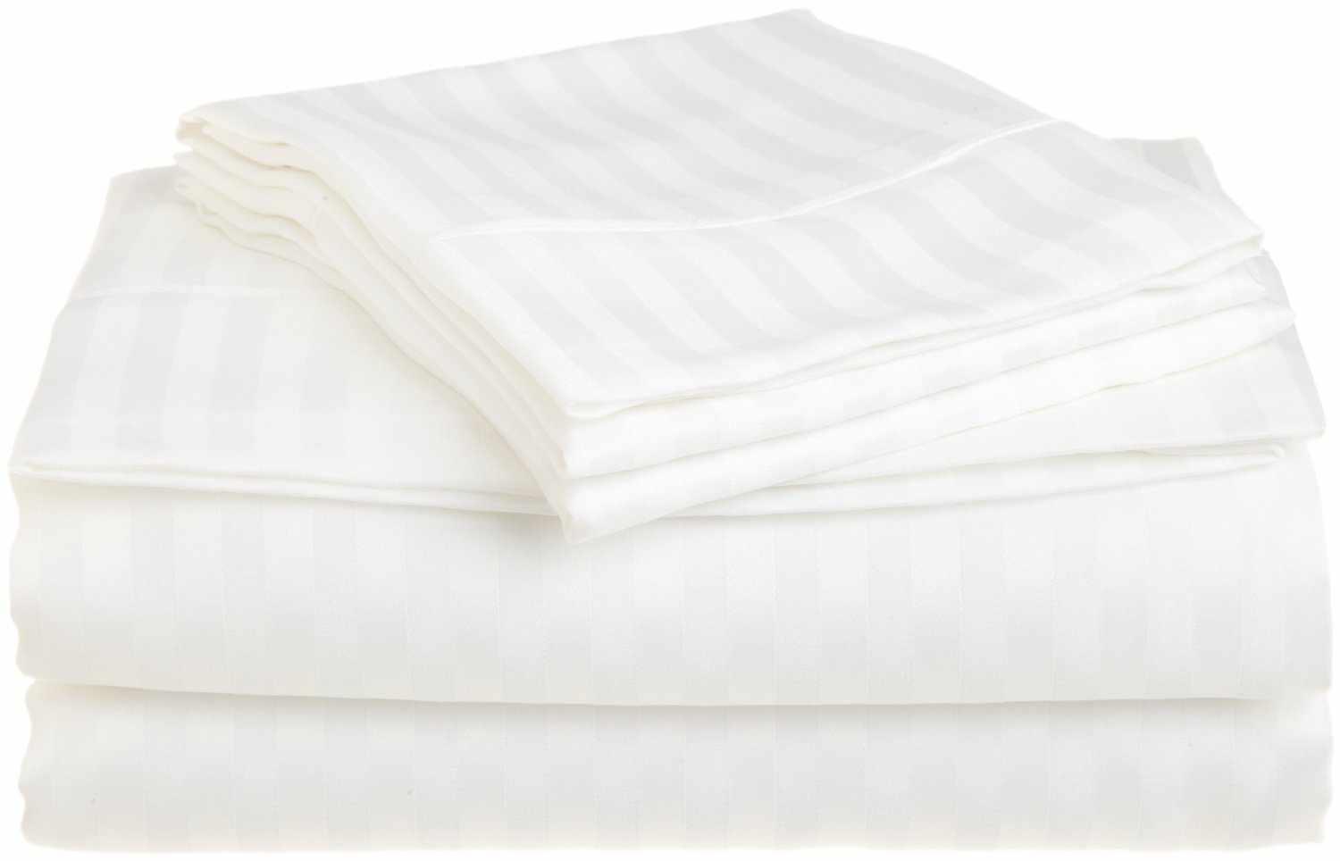  Superior Microfiber Wrinkle Resistant and Breathable Stripe Deep Pocket Bed Sheet Set - White