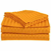 Superior Microfiber Wrinkle Resistant and Breathable Stripe Deep Pocket Bed Sheet Set - Orange