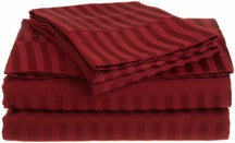  Superior Microfiber Wrinkle Resistant and Breathable Stripe Deep Pocket Bed Sheet Set - Burgundy
