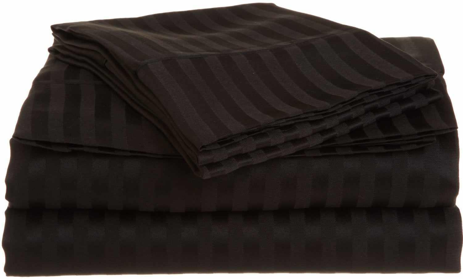 Superior Microfiber Wrinkle Resistant and Breathable Stripe Deep Pocket Bed Sheet Set - Black