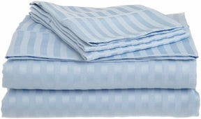 Superior Microfiber Wrinkle Resistant and Breathable Stripe Deep Pocket Bed Sheet Set - Light Blue