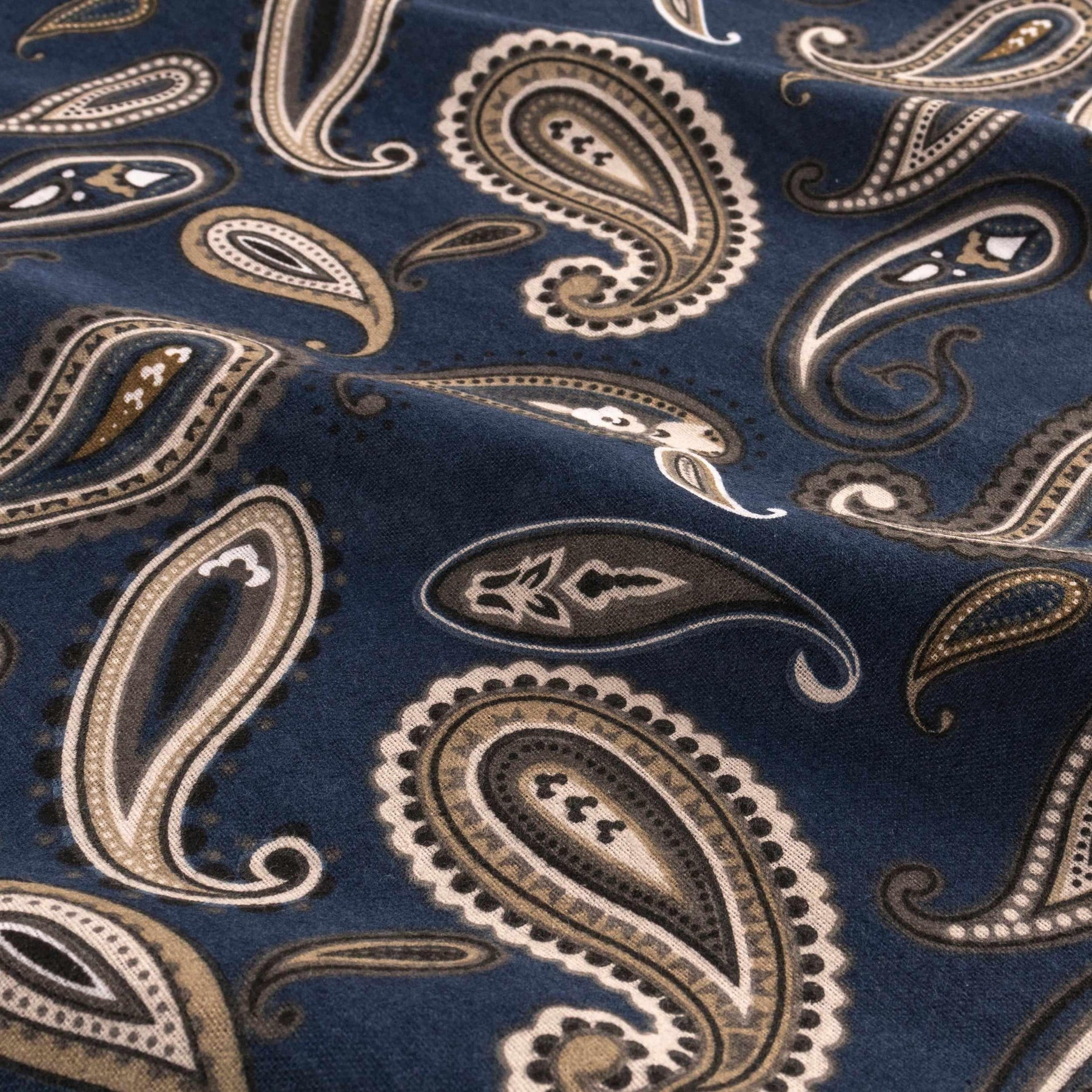  Superior Modern Cotton Flannel Paisley or Solid Deep Pocket Sheet Set -  Navy Blue