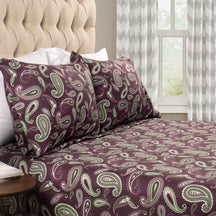  Superior Modern Cotton Flannel Paisley or Solid Deep Pocket Sheet Set - Purple