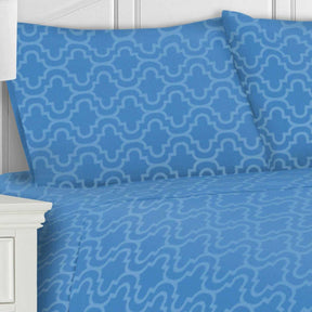 Moroccan Trellis Flannel Cotton 2-Piece Pillowcase Set - Light Blue