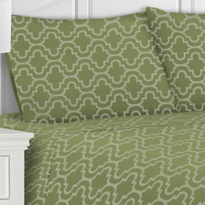 Moroccan Trellis Flannel Cotton 2-Piece Pillowcase Set - Sage