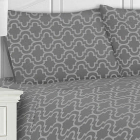 Moroccan Trellis Flannel Cotton 2-Piece Pillowcase Set - Grey