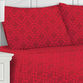Moroccan Trellis Flannel Cotton 2-Piece Pillowcase Set - Burgundy