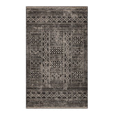 Formal Geometric Border Indoor Area Rug or Runner - Black