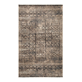 Formal Geometric Border Indoor Area Rug or Runner - Cream