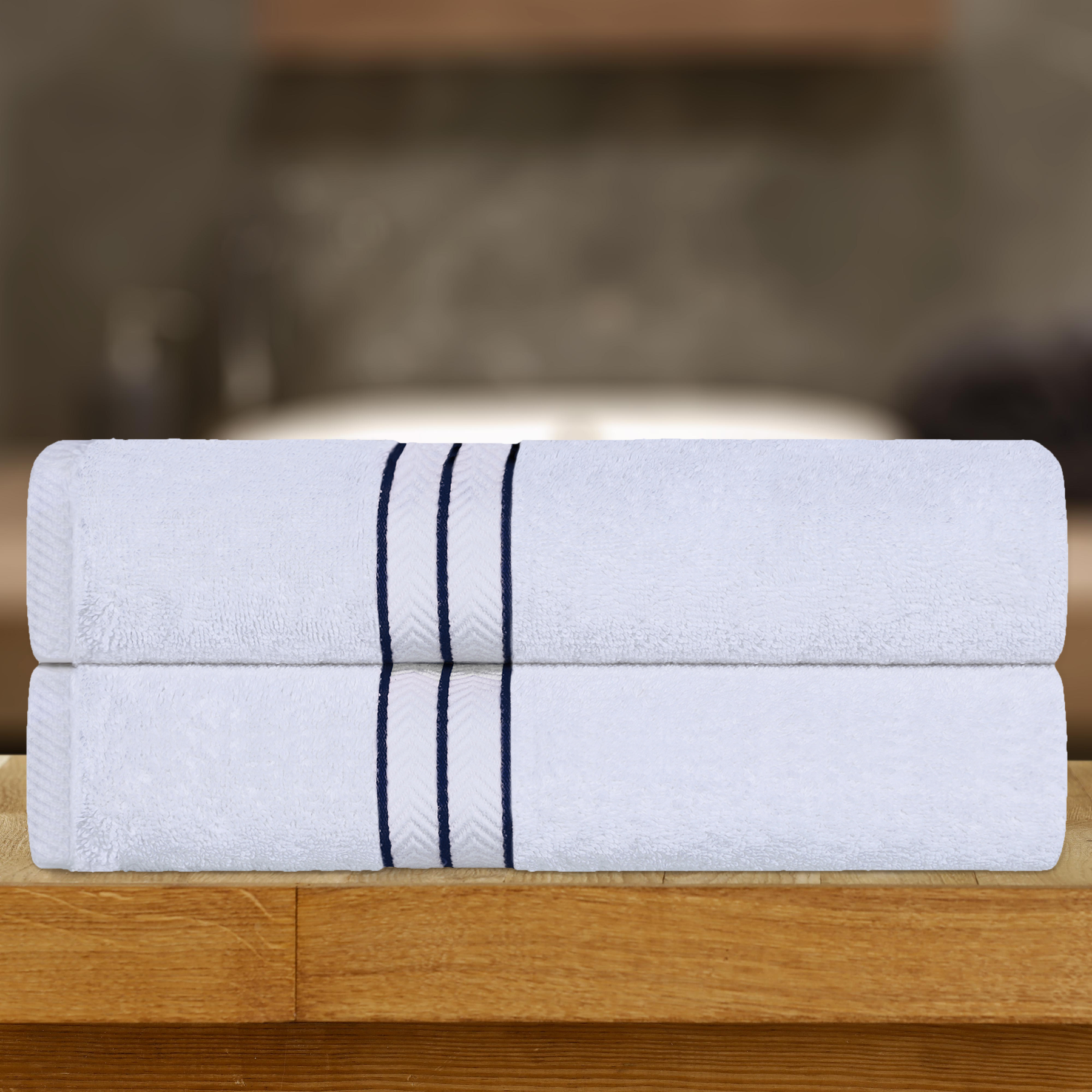 Ultra Plush Turkish Cotton Super Absorbent Solid 2-Piece Bath Sheet Set - Navy Blue