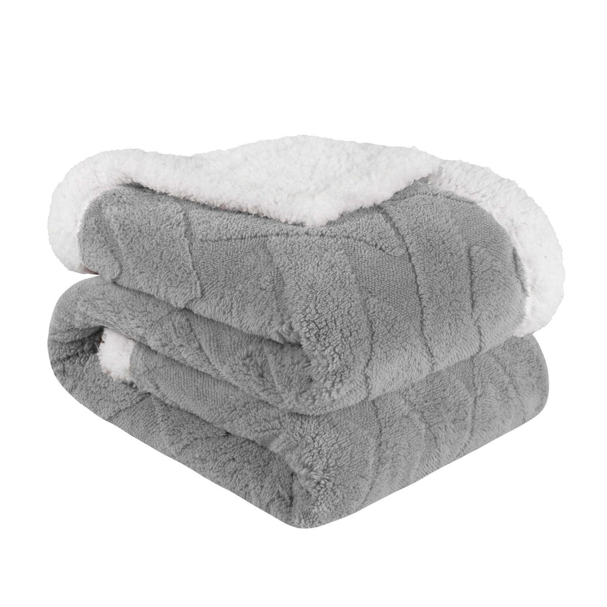 Superior Nuuk Reversible Jacquard Lattice Fleece Plush Sherpa Blanket - Platinum