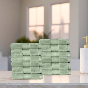 Superior Premium Turkish-Cotton Assorted Towel Set - Olive Green