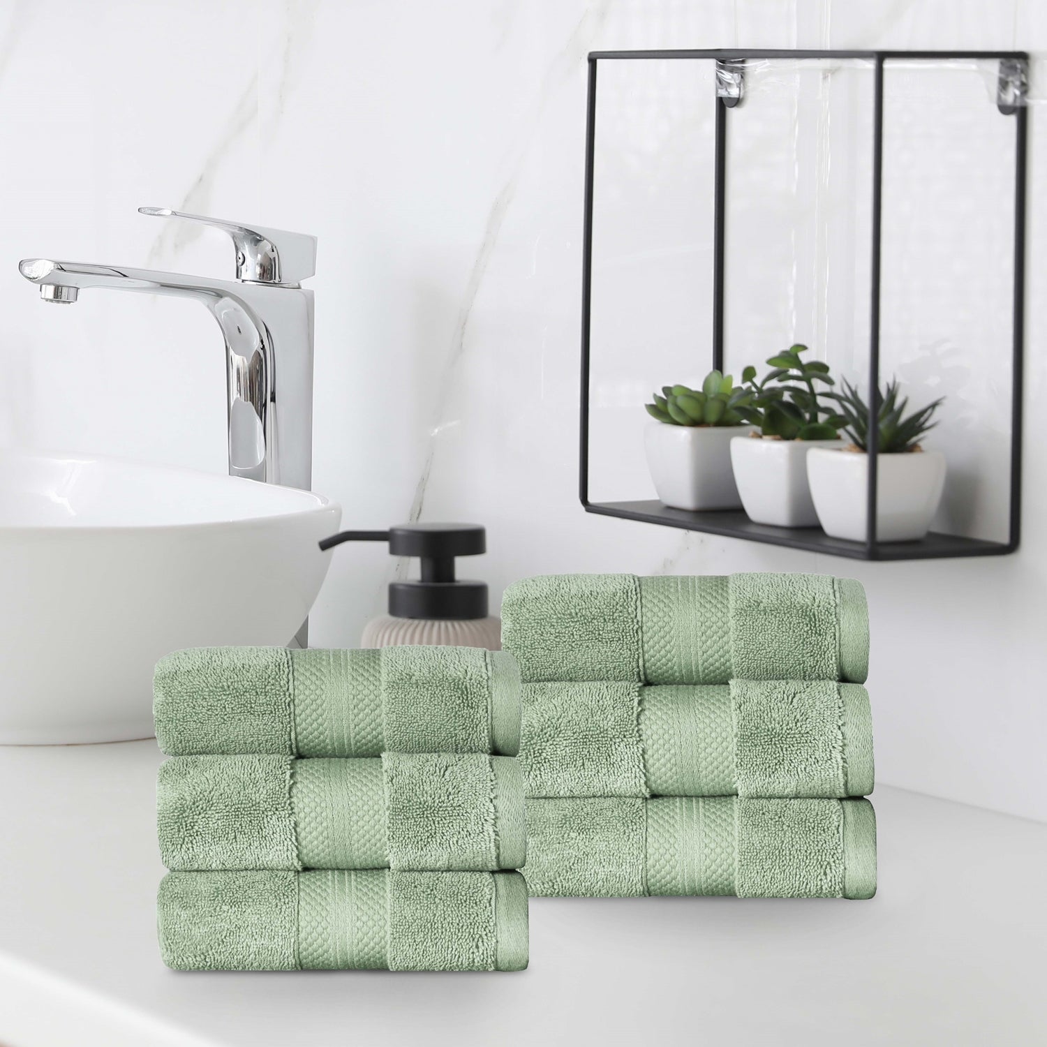 Superior Premium Turkish-Cotton Assorted Towel Set - Olive Green