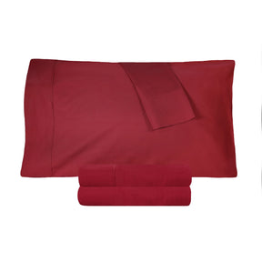 Solid Cotton Percale 2-Piece Pillowcase Set - Burgundy