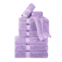 Superior Egyptian Cotton Plush Heavyweight Absorbent Luxury Soft 9-Piece Towel Set - Purple