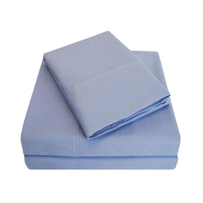 Superior Microfiber Embossed Basketweave Deep Pocket Sheet Set - Blue