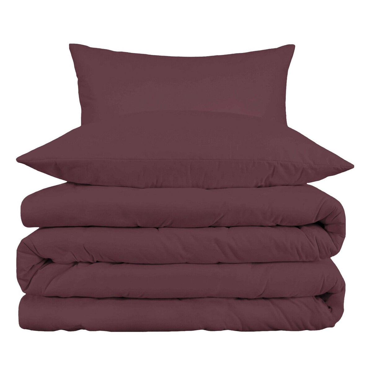 Superior Egyptian Cotton Solid All-Season Duvet Cover Set with Button Closure - Plum