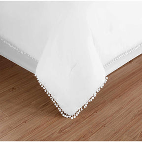  Superior Pom Pom Down Alternative Microfiber Comforter Set - White