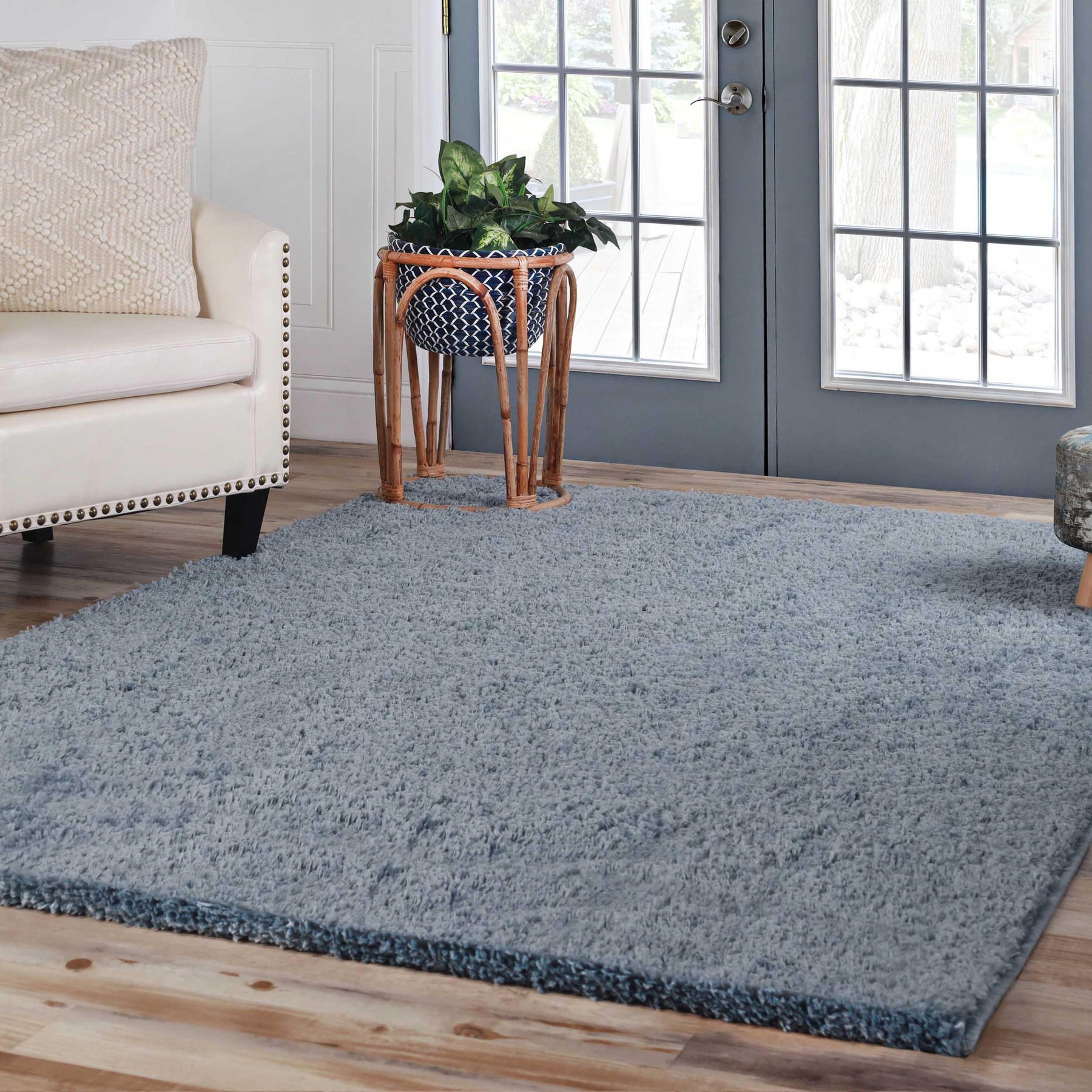 Superior Solid Indoor Plush Shag Area Rug Or Runner Or Round Rug - Blue