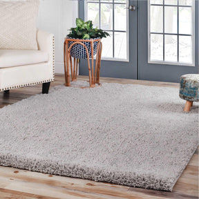  Superior Solid Indoor Plush Shag Area Rug Or Runner Or Round Rug -  Silver