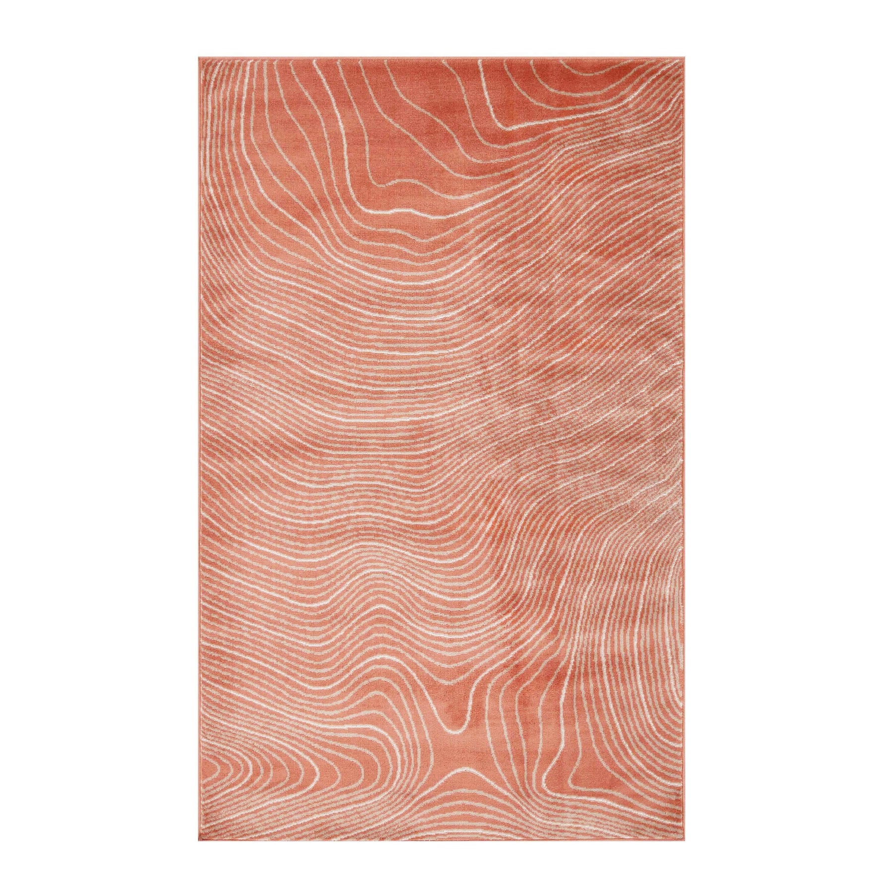 Modern Abstract Line Design Indoor Area Rug or Runner - Coral