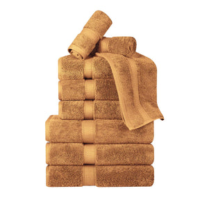 Superior Egyptian Cotton Plush Heavyweight Absorbent Luxury Soft 9-Piece Towel Set - Rust
