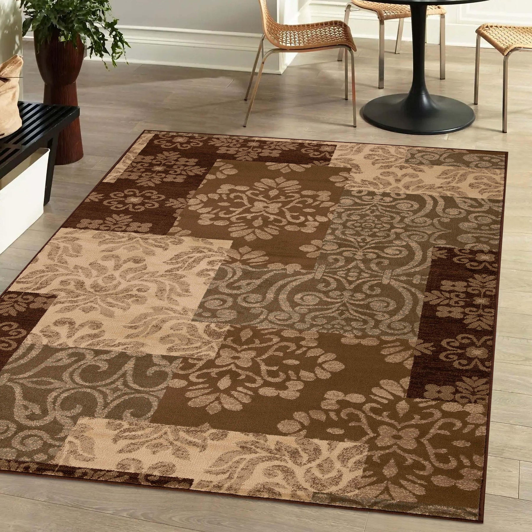 Floral Medallion Blocks Geometric Power-Loomed Indoor Area Rug or Runner-Home & Garden by Superior-Home City Inc