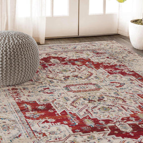 Superior Marquis Modern Farmhouse Medallion Indoor Area Rug or Runner Rug - Red