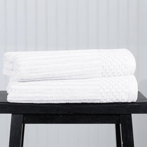  Superior Soho Ribbed Textured Cotton Ultra-Absorbent Bath Sheet & Bath Towel Set - White