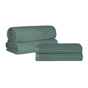  Superior Soho Ribbed Textured Cotton Ultra-Absorbent Bath Sheet & Bath Towel Set - Basil