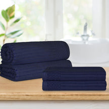 Superior Soho Ribbed Textured Cotton Ultra-Absorbent Bath Sheet/ Bath Towel Set-Towel set by Superior-Home City Inc
