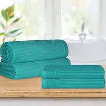 Superior Soho Ribbed Textured Cotton Ultra-Absorbent Bath Sheet/ Bath Towel Set-Towel set by Superior-Home City Inc