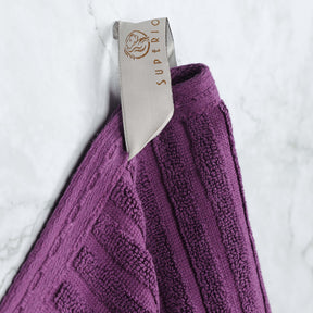 Superior Soho Ribbed Textured Cotton Ultra-Absorbent Hand and Bath Towel Set - Plum