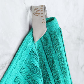 Superior Soho Ribbed Textured Cotton Ultra-Absorbent Hand and Bath Towel Set - Turquoise