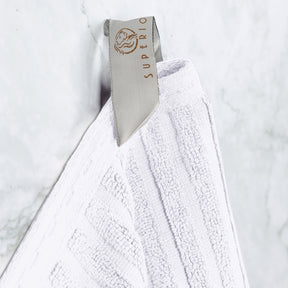 Superior Soho Ribbed Textured Cotton Ultra-Absorbent Bath Sheet & Bath Towel Set - White