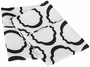Superior Scroll Park Cotton and Polyester Blend Modern Geometric 2-Piece Pillowcase Set -White/black