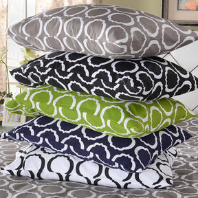 Superior Scroll Park Cotton and Polyester Blend Modern Geometric 2-Piece Pillowcase Set - White/black