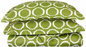 Superior Scroll Park Cotton and Polyester Blend Modern Geometric Duvet Cover Set - Green/white