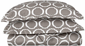 Superior Scroll Park Cotton and Polyester Blend Modern Geometric Duvet Cover Set - Grey/white